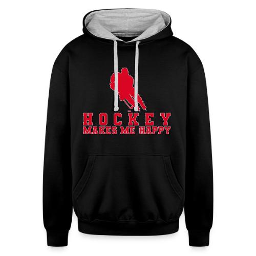 Hockey makes me happy - Unisex Contrast Hoodie
