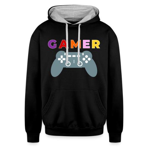 Colorful Gamer Controller Graphic - Unisex Contrast Hoodie
