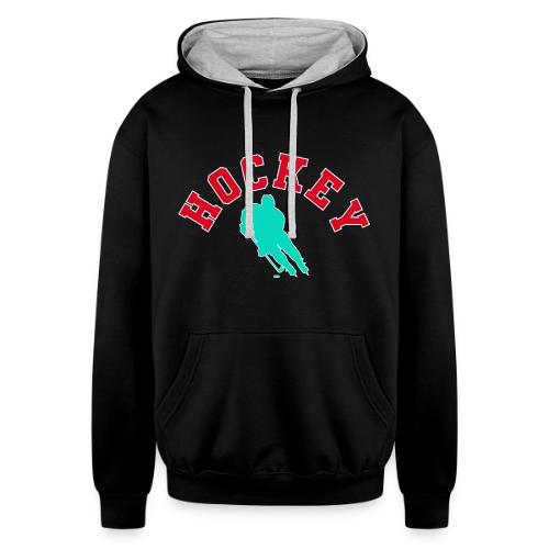 Hockey Player Silhouette - Unisex Contrast Hoodie