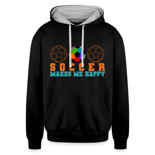 Soccer Makes Me Happy - Unisex Contrast Hoodie