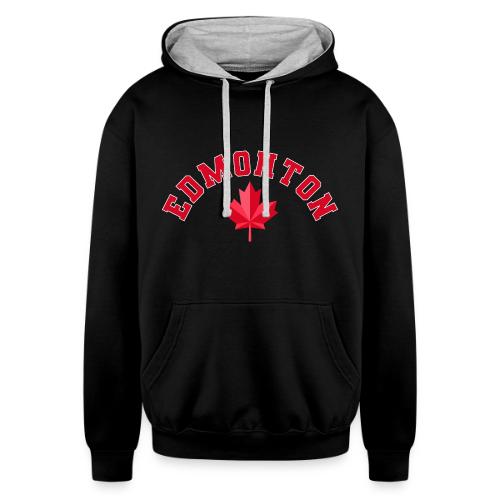 Edmonton with maple leaf - Unisex Contrast Hoodie