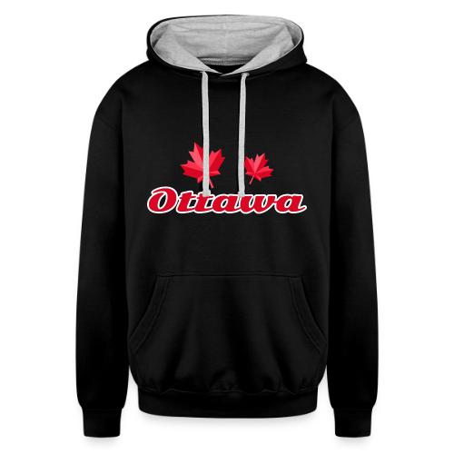 Ottawa with two red maple leaves - Unisex Contrast Hoodie