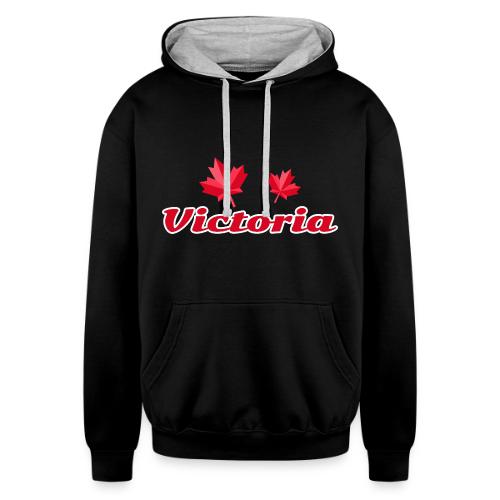 Victoria with two red maple leaves - Unisex Contrast Hoodie