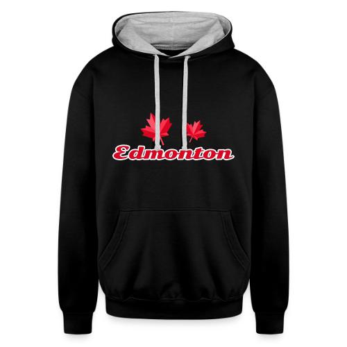 Edmonton with two red maple leaves - Unisex Contrast Hoodie