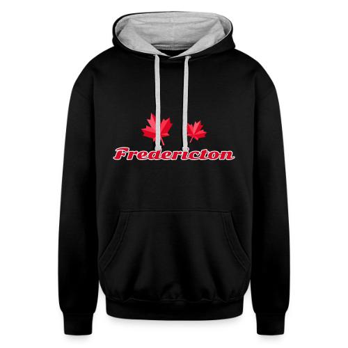 Fredericton with two red maple leaves - Unisex Contrast Hoodie