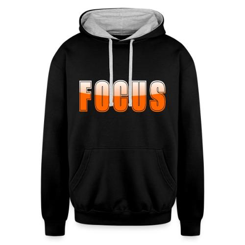FOCUS Vibrant Orange Motivational Word Design - Unisex Contrast Hoodie