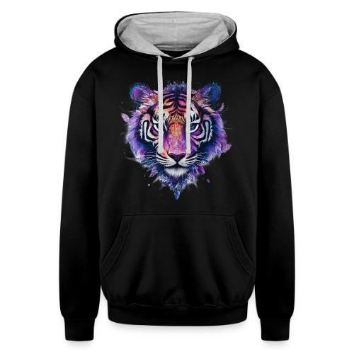 Mystic Violet Tiger - Unisex Contrast Hoodie