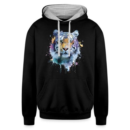 Splash-Art Tiger Face - Unisex Contrast Hoodie