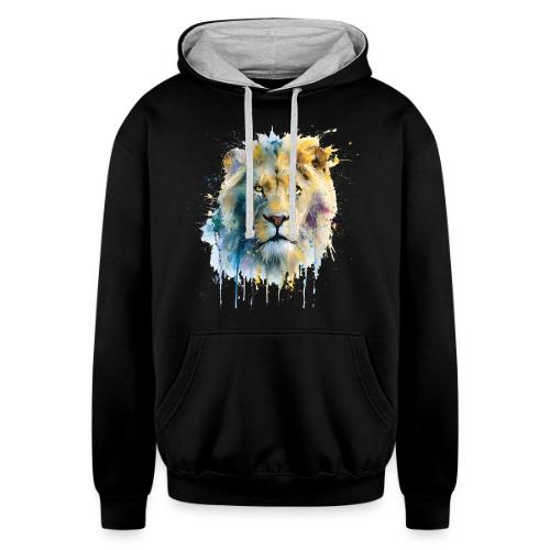 Splash-Art Lion Face - Unisex Contrast Hoodie