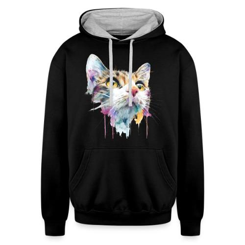 Chromatic Cat Splash - Unisex Contrast Hoodie