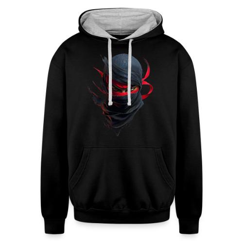 Crimson Stare Ninja - Unisex Contrast Hoodie