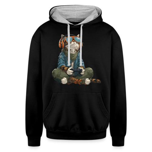 Cat: Purrfect Player - Unisex Contrast Hoodie