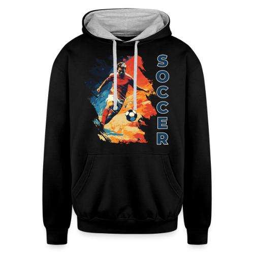 Soccer Action Pulse - Unisex Contrast Hoodie