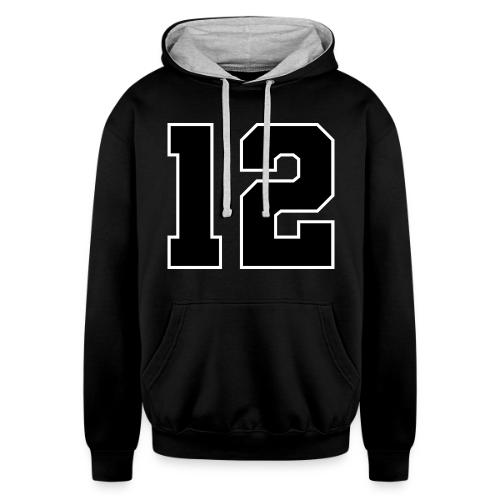 Varsity Number 12 Sports Design - Unisex Contrast Hoodie
