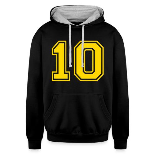 Number 10 in a classic athletic collegiate font - Unisex Contrast Hoodie