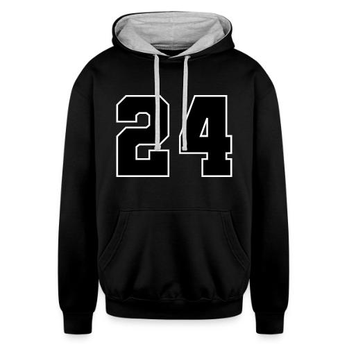 Varsity Number 24 College Font - Unisex Contrast Hoodie