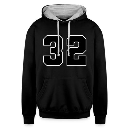 Varsity Number 32 Athletic Design - Unisex Contrast Hoodie