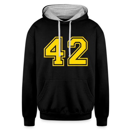 Number 42 in a classic athletic collegiate font - Unisex Contrast Hoodie