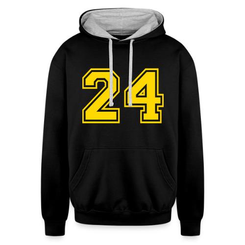 Number 24 in a classic athletic collegiate font - Unisex Contrast Hoodie