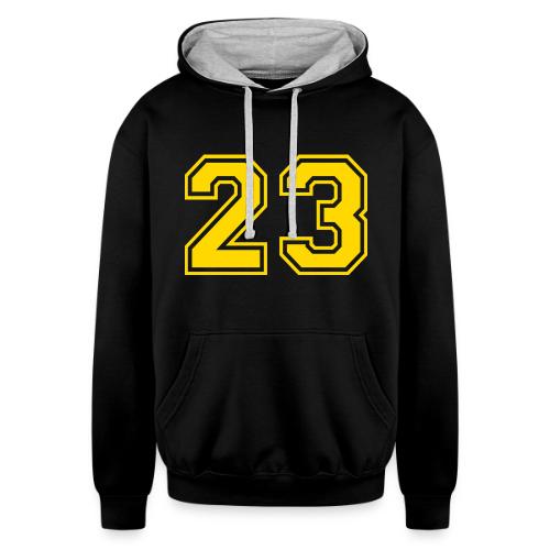 Number 23 in a classic athletic collegiate font - Unisex Contrast Hoodie