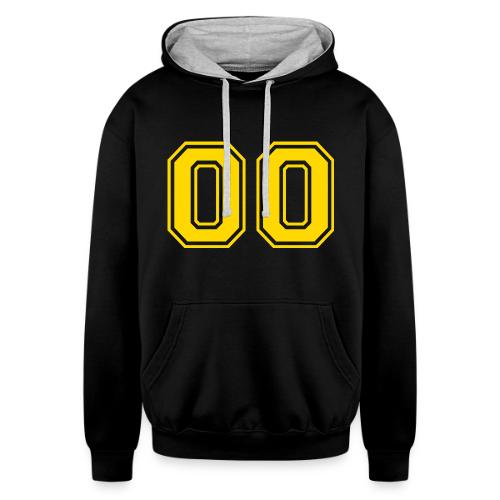 Number 00 in a classic athletic collegiate font - Unisex Contrast Hoodie
