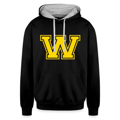 Letter W – Capital Athletic Alphabet Monogram - Unisex Contrast Hoodie