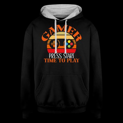 Gamer: Press Start, Time to Play! - Unisex Contrast Hoodie