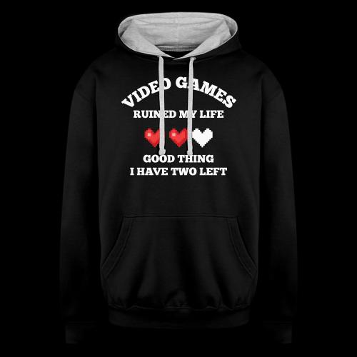 Video Games Ruined My Life (2 Hearts Left) - Unisex Contrast Hoodie