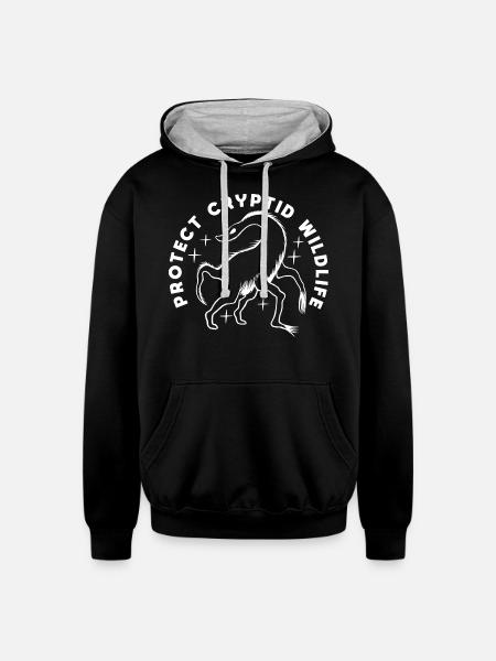 Protect Cryptid Wildlife - Unisex Contrast Hoodie - black/heather gray