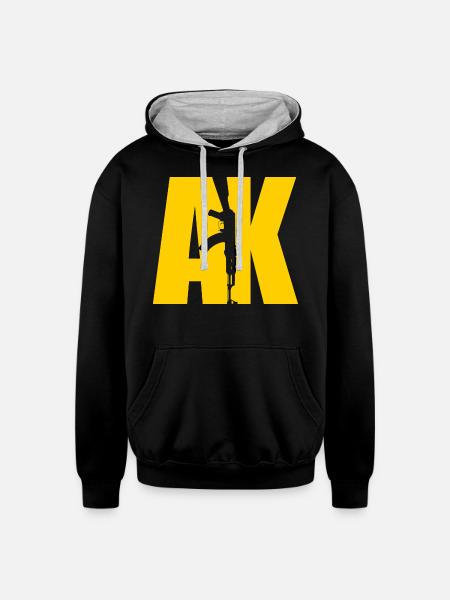 AK47 YELLOW - Unisex Contrast Hoodie - black/heather gray
