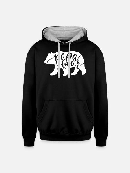 Papa Bear - Unisex Contrast Hoodie - black/heather gray