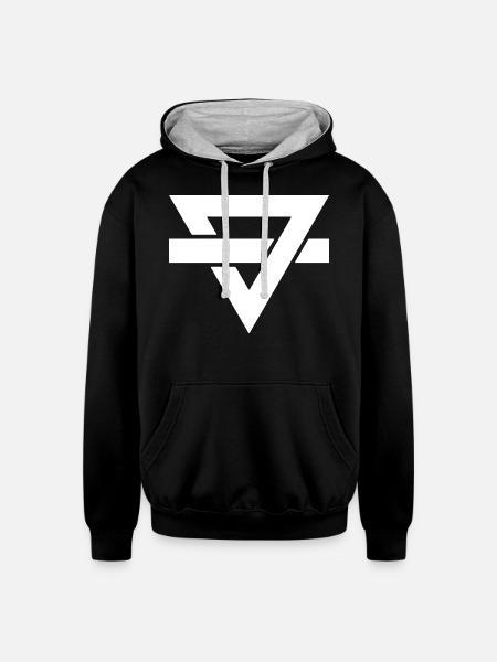 rainbow kitten surprise - Unisex Contrast Hoodie - black/heather gray