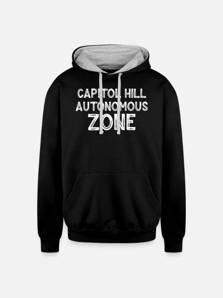 Capitol Hill Autonomous Zone - Unisex Contrast Hoodie - black/heather gray