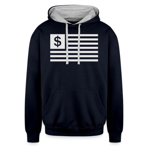 American Dollar Sign Flag - Unisex Contrast Hoodie