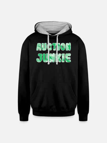 Auction Junkie green camo - Unisex Contrast Hoodie - black/heather gray