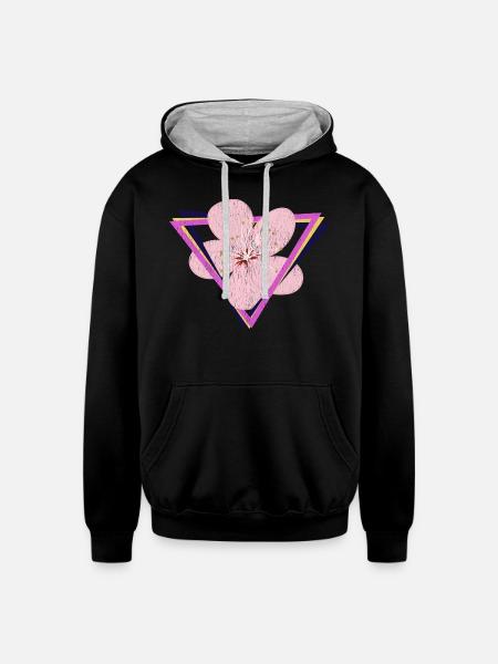 Vaporwave Cherry Blossoms - Unisex Contrast Hoodie - black/heather gray