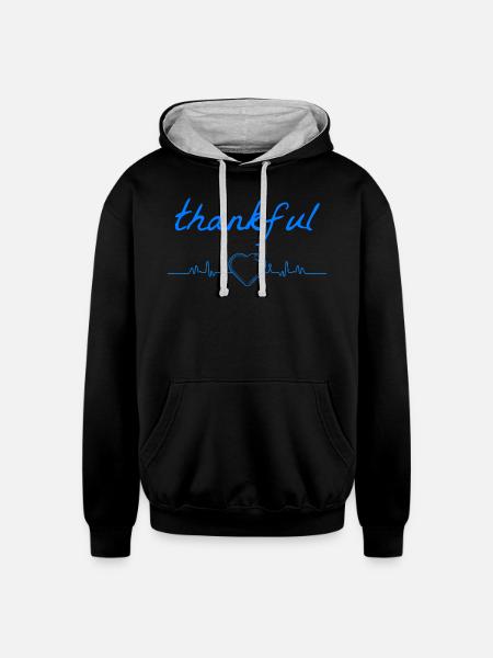 Thankful. Give Thanks Gratitude - Unisex Contrast Hoodie - black/heather gray