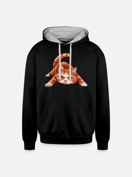 Funny Cat - Unisex Contrast Hoodie - black/heather gray