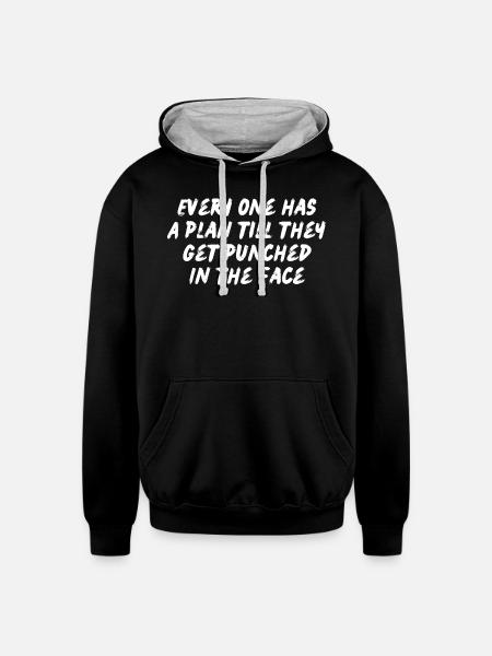 Every one has a plan - Unisex Contrast Hoodie - black/heather gray