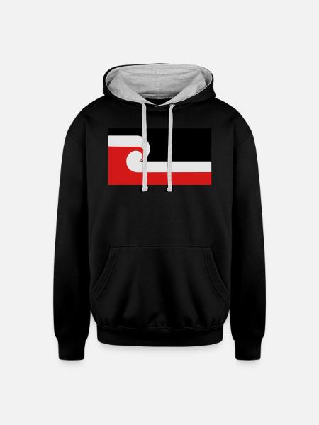 Maori Flag - Unisex Contrast Hoodie - black/heather gray