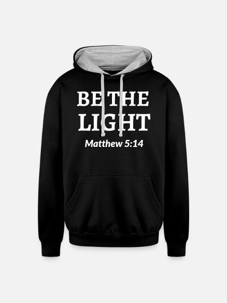 Be The Light Bible Verse - Christian Bible Quote - Unisex Contrast Hoodie - black/heather gray
