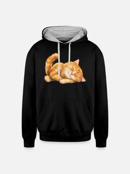 Funny Cat - Unisex Contrast Hoodie - black/heather gray