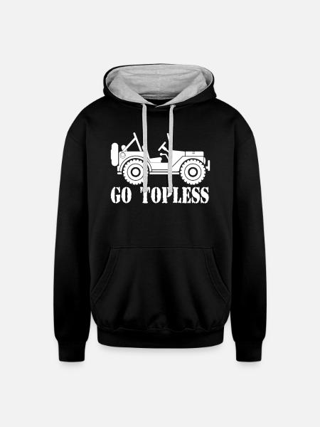 Go Topless - Unisex Contrast Hoodie - black/heather gray