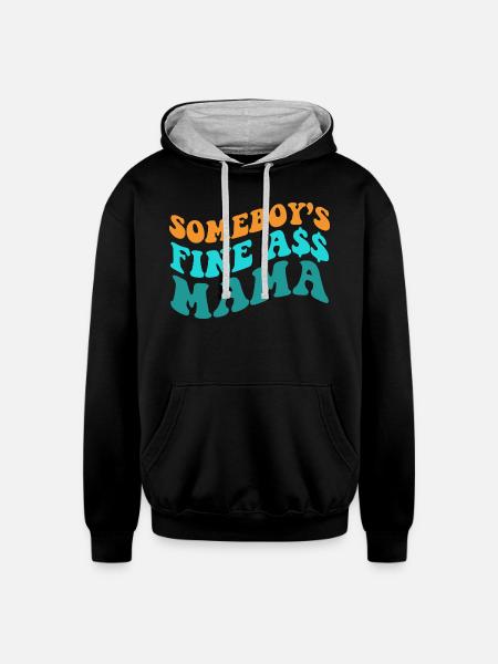 Somebody's Fine Ass Mama - Unisex Contrast Hoodie - black/heather gray