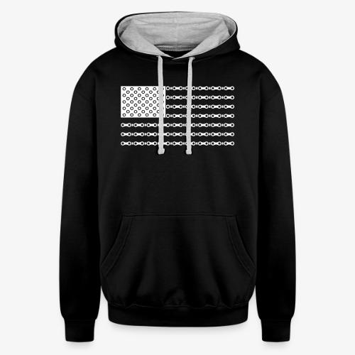 Bicycle Chain American Flag - Unisex Contrast Hoodie