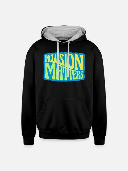 inclusion matters logo quote - Unisex Contrast Hoodie - black/heather gray