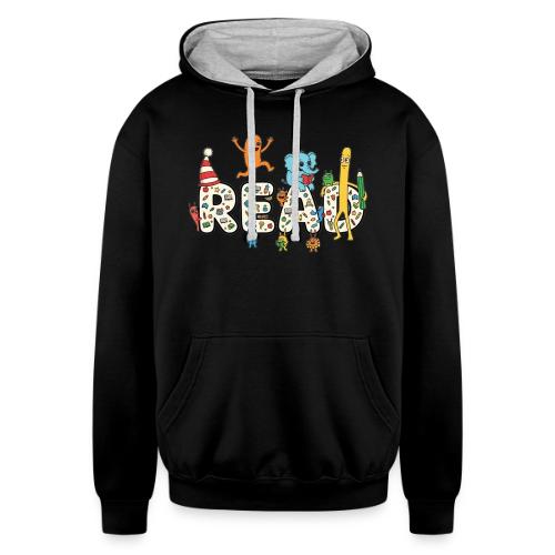 Whimsical READ Kids Cartoon - Unisex Contrast Hoodie