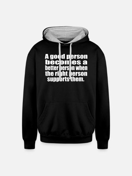 Support - Unisex Contrast Hoodie - black/heather gray