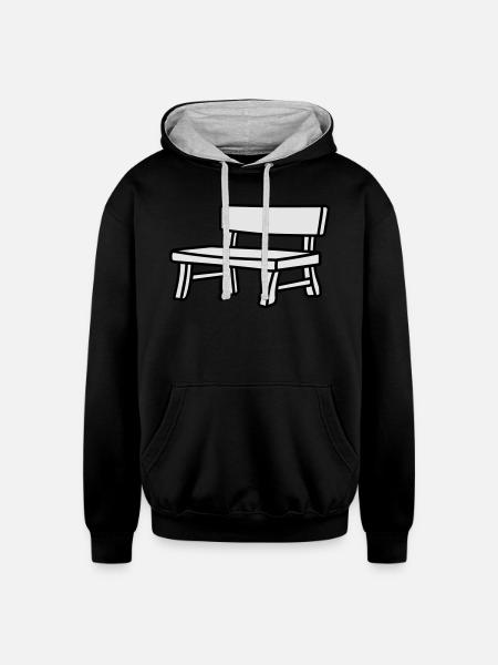 bench lineart - Unisex Contrast Hoodie - black/heather gray