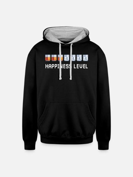 HAPPINESS LEVEL - Unisex Contrast Hoodie - black/heather gray